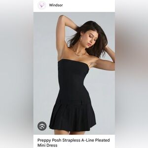 Preppy Posh Strapless A-Line Pleated Mini Dress
